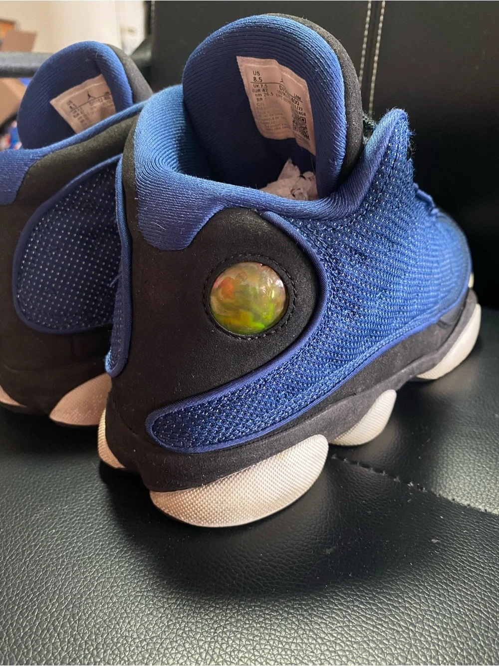 Air Jordan 13 Retro Brave Blue and Black Basketball Sneakers Size 8.5